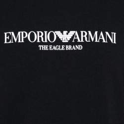 Pre Owned Emporio Armani Black Logo Print Cotton Sweatshirt 3XL
