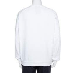 Pre Owned Emporio Armani White Cotton Logo Patch Sweatshirt XXL