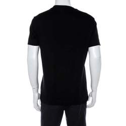 Pre Owned Emporio Armani Black Cotton Logo Embossed Crew Neck T-Shirt XL