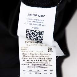 Pre Owned Emporio Armani Black Cotton Logo Embossed Crew Neck T-Shirt XL