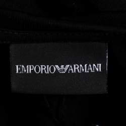 Pre Owned Emporio Armani Black Cotton Logo Embossed Crew Neck T-Shirt XL