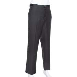 Pre Owned Emporio Armani Black Wool Tailored Trousers 4XL