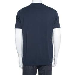 Pre Owned Emporio Armani Navy Blue Peace Relief Print Cotton T-Shirt XXL