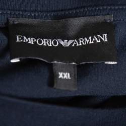 Pre Owned Emporio Armani Navy Blue Peace Relief Print Cotton T-Shirt XXL