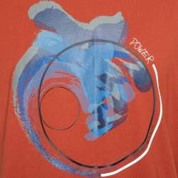Pre Owned Emporio Armani Burnt Orange Power Printed Cotton T-Shirt XXL