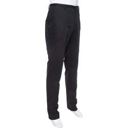 Pre Owned Emporio Armani Black Cotton and Cashmere Tailored Trousers XXXL