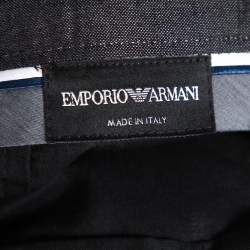 Pre Owned Emporio Armani Black Cotton and Cashmere Tailored Trousers XXXL