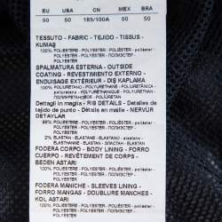 Pre Owned Emporio Armani Navy Blue Faux Leather Hooded Zip Front Jacket L