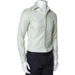 Emporio Armani Light Green Cotton Button Front Shirt S