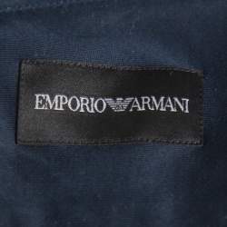 مملوكة مسبقًا Emporio Armani Navy Blue Stretch Cotton Button Front Shirt M