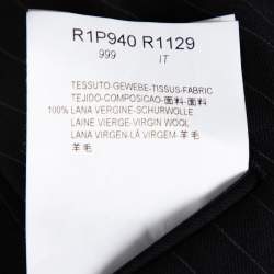 Pre Owned Emporio Armani Black Striped Wool Tapered Leg Trousers XL