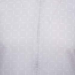 Pre Owned Emporio Armani Beige Printed Cotton Zipper Front Shirt M