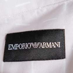 Pre Owned Emporio Armani Beige Printed Cotton Zipper Front Shirt M