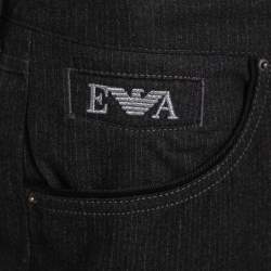 Emporio Armani Black Striped Straight Leg Trousers M