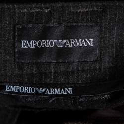 Emporio Armani Black Striped Straight Leg Trousers M