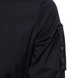 Emporio Armani Black Cotton Knit Trim Detail Button Front Shirt S
