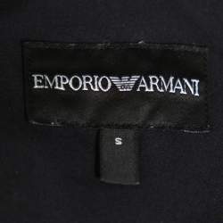 Emporio Armani Black Cotton Knit Trim Detail Button Front Shirt S
