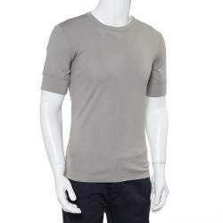 Pre Owned Emporio Armani Grey Cotton Short Sleeve Crewneck T-Shirt L