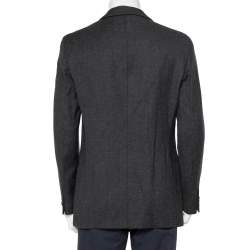 Pre Owned Emporio Armani Charcoal Grey Wool Button Front Blazer M