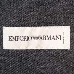 Pre Owned Emporio Armani Charcoal Grey Wool Button Front Blazer M