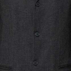 Pre Owned Emporio Armani Charcoal Grey Wool Button Front Blazer M