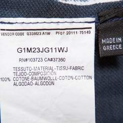 Pre Owned Emporio Armani White & Navy Blue Cotton Pique Crewneck T-Shirt XL