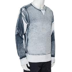 Pre Owned Emporio Armani White & Navy Blue Cotton Pique Crewneck T-Shirt XL