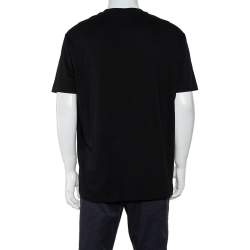 Pre Owned Emporio Armani Black Cotton Logo Printed Crewneck T-Shirt 3XL