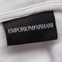 Pre Owned هودي أمبوريو أرماني سحاب أمام رقعة شعار قطن أبيض مقاس كبير