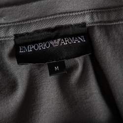 Pre Owned Emporio Armani Grey Cotton Contrast Trim T-Shirt M