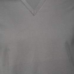 Pre Owned Emporio Armani Grey Cotton Contrast Trim T-Shirt M