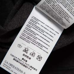 Pre Owned Emporio Armani Charcoal Grey Logo Embroidered Cotton Crewneck T-Shirt S