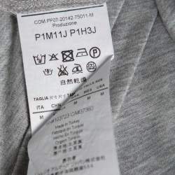 Pre Owned Emporio Armani Grey & Black Knit Pocket Detail Crewneck T-Shirt M