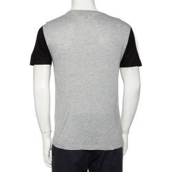 Pre Owned Emporio Armani Grey & Black Knit Pocket Detail Crewneck T-Shirt M