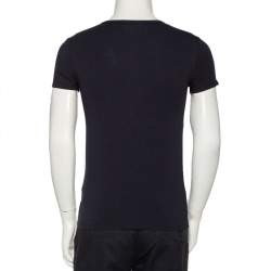 Pre Owned Emporio Armani Navy Blue Printed Cotton & Modal Jude Fitted T-Shirt M