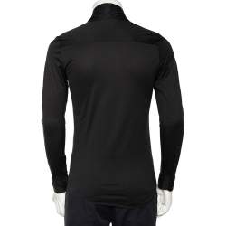 مملوكة مسبقًا Emporio Armani Black Cotton Shawl Lapel Collar Detail Button Front Shirt S 