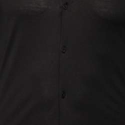 مملوكة مسبقًا Emporio Armani Black Cotton Shawl Lapel Collar Detail Button Front Shirt S 