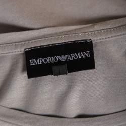 Pre Owned Emporio Armani Grey Logo Generationy Printed Cotton Crewneck T-Shirt M