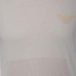 Pre Owned Emporio Armani Grey Logo Generationy Printed Cotton Crewneck T-Shirt M