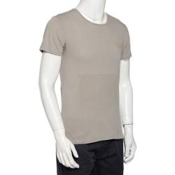 Pre Owned Emporio Armani Grey Logo Generationy Printed Cotton Crewneck T-Shirt M