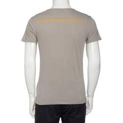 Pre Owned Emporio Armani Grey Logo Generationy Printed Cotton Crewneck T-Shirt M
