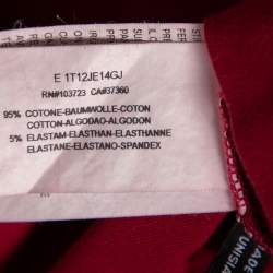 Pre Owned Emporio Armani Burgundy Logo Printed Cotton Crewneck T-Shirt M