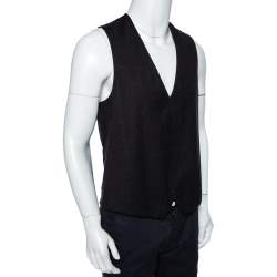 Pre Owned Emporio Armani Charcoal Grey Wool Matt Line Tuxedo Vest L