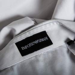 Pre Owned Emporio Armani Grey Stretch Cotton Button Front Shirt XL