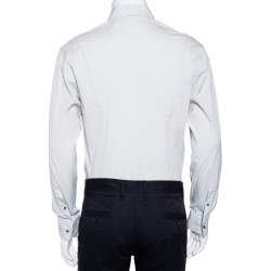 Pre Owned Emporio Armani Grey Stretch Cotton Button Front Shirt XL