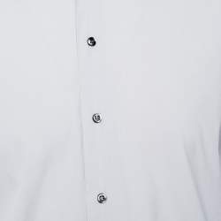 Pre Owned Emporio Armani Grey Stretch Cotton Button Front Shirt XL