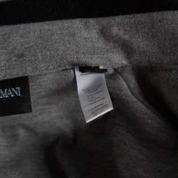 Pre Owned Emporio Armani Grey Wool Contrast Trim Button Front Shirt M