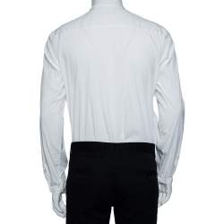 Pre Owned قميص أمبوريو أرماني أزرار أمامية ياقة مرتفعة قطن أبيض مقاس متوسط