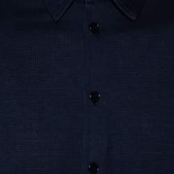 Pre Owned Emporio Armani Navy Blue Knit Button Front Shirt L