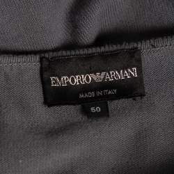 Emporio Armani Grey Embossed Knit Round Neck Sweater L